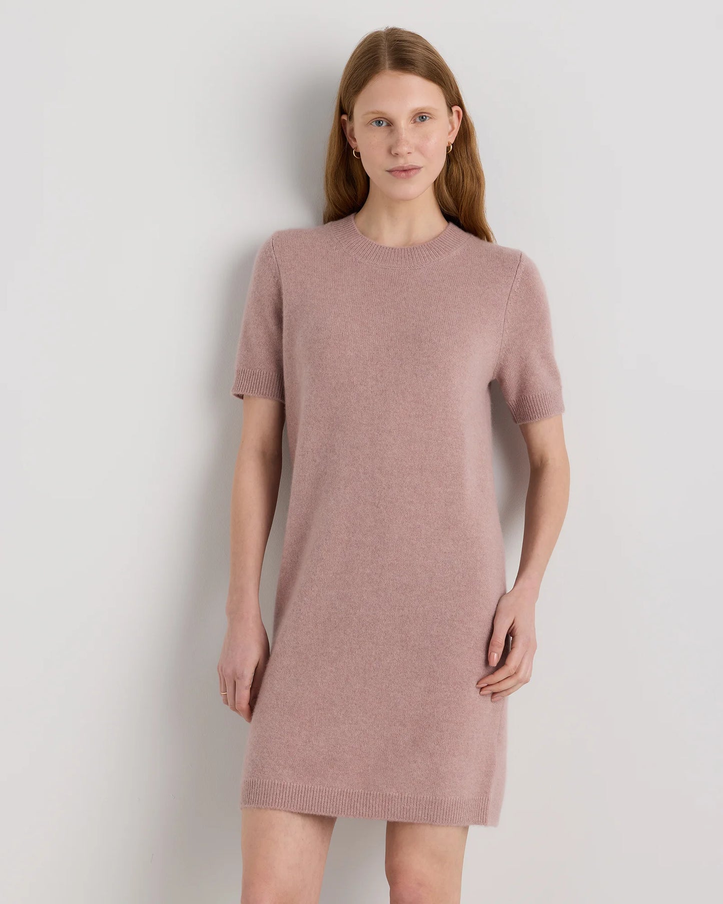 Mongolian Cashmere Short Sleeve Mini Dress - XS / Faded Denim