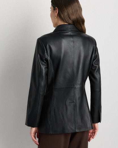 100% Leather Blazer - XS / Rich Brown