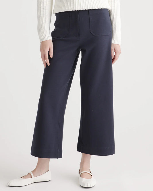 Ultra-Stretch Ponte Cropped Wide Leg Pant - 0 / Navy