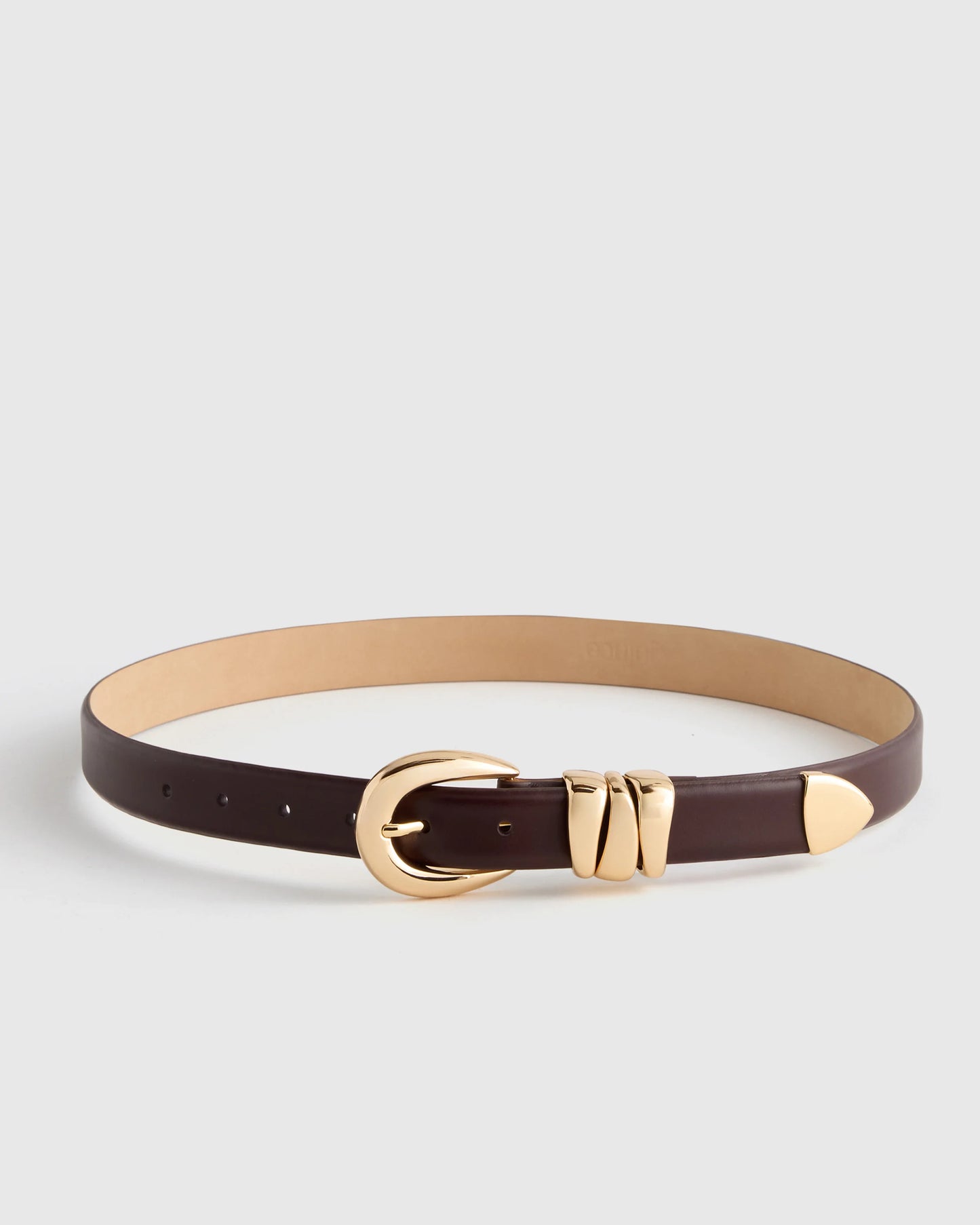 Elissa Triple Keeper European Leather Belt - XS / Black/Gold