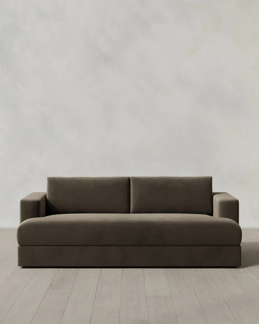 Sierra Curved Arm Sofa in Performance Velvet - 7ft / Sable