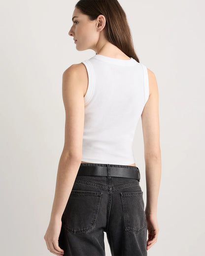 Organic Cotton Micro-Rib Cropped Cutaway Tank - XS / Heather Oatmeal