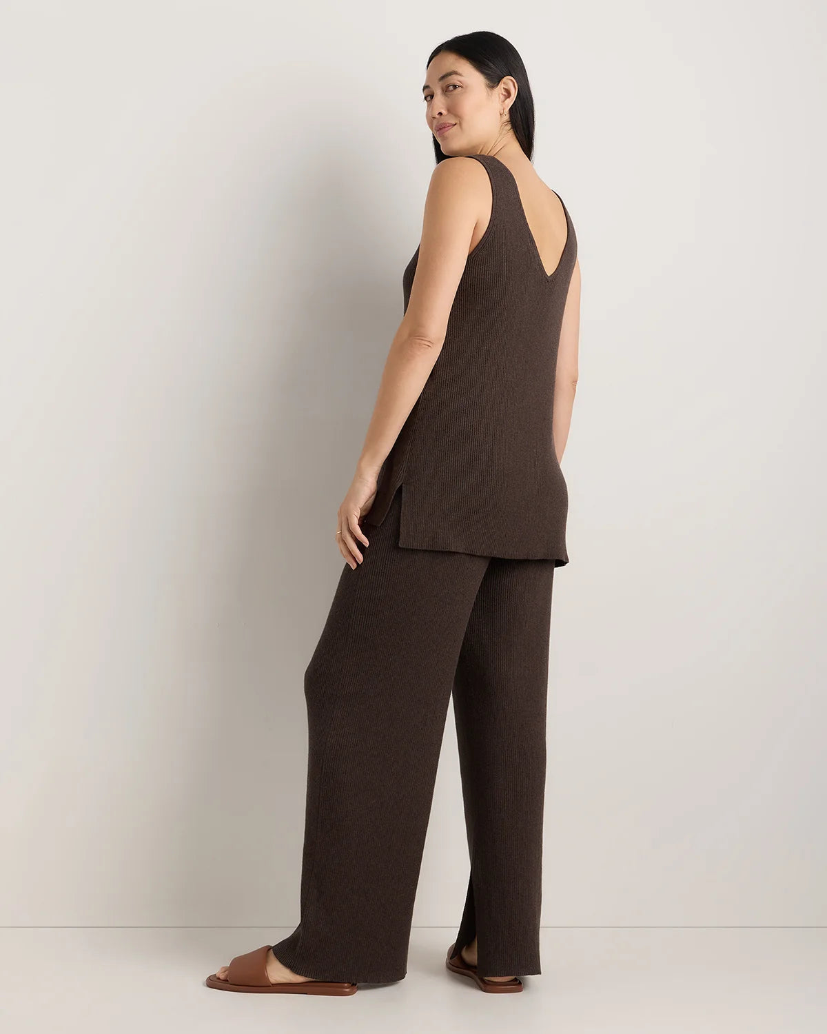 Cotton Cashmere Maternity Wide Leg Pants - XS / Heather Charcoal