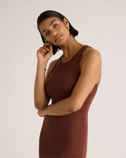 Tencel Rib Knit Sleeveless Mini Dress - XS / Heather Grey