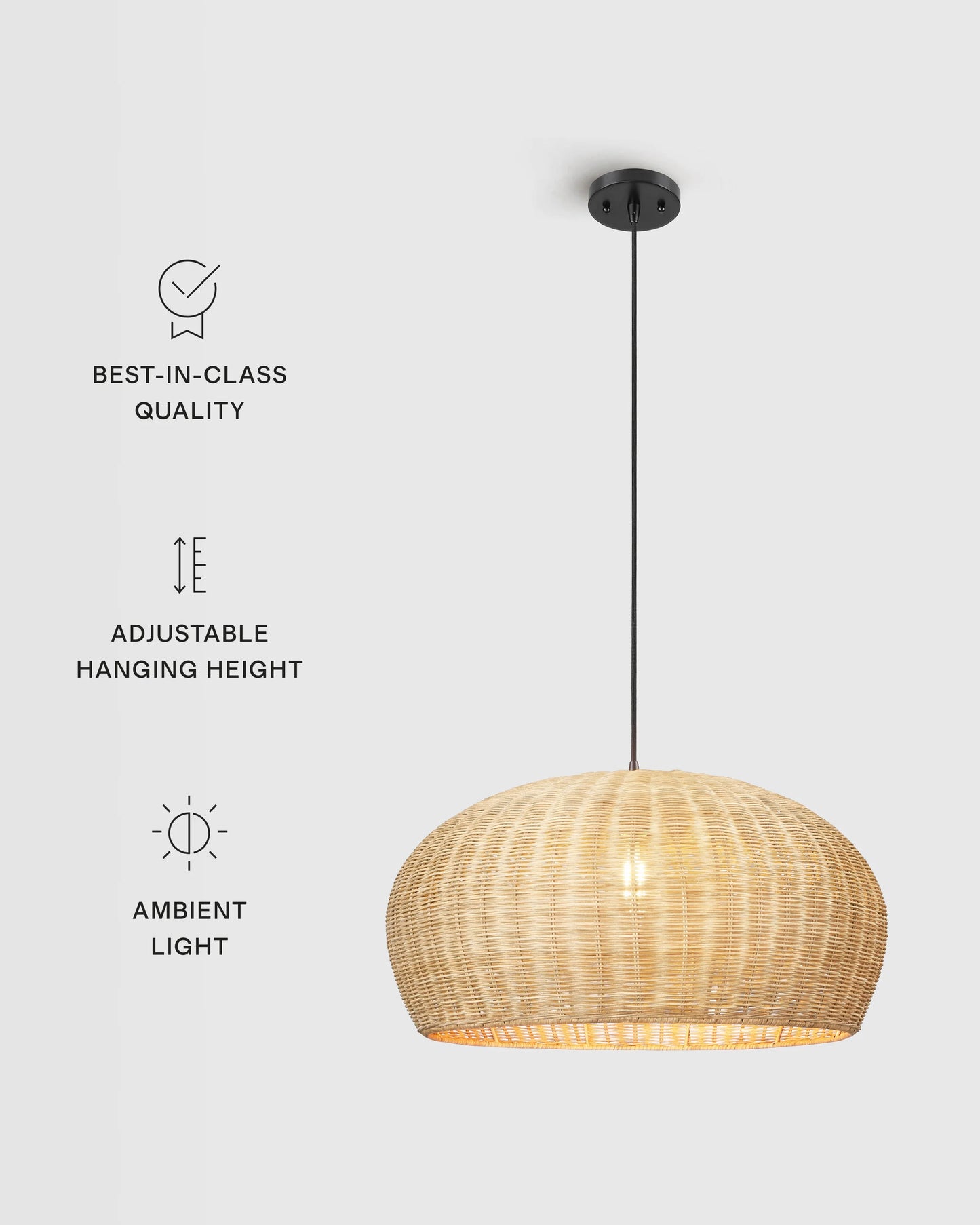 Natural Rattan Dome Pendant Light - One Size / Natural
