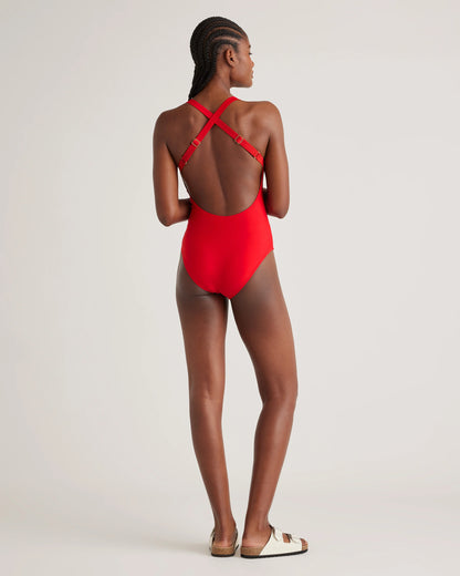 Italian Cross-Back One-Piece Swimsuit - XS / Black