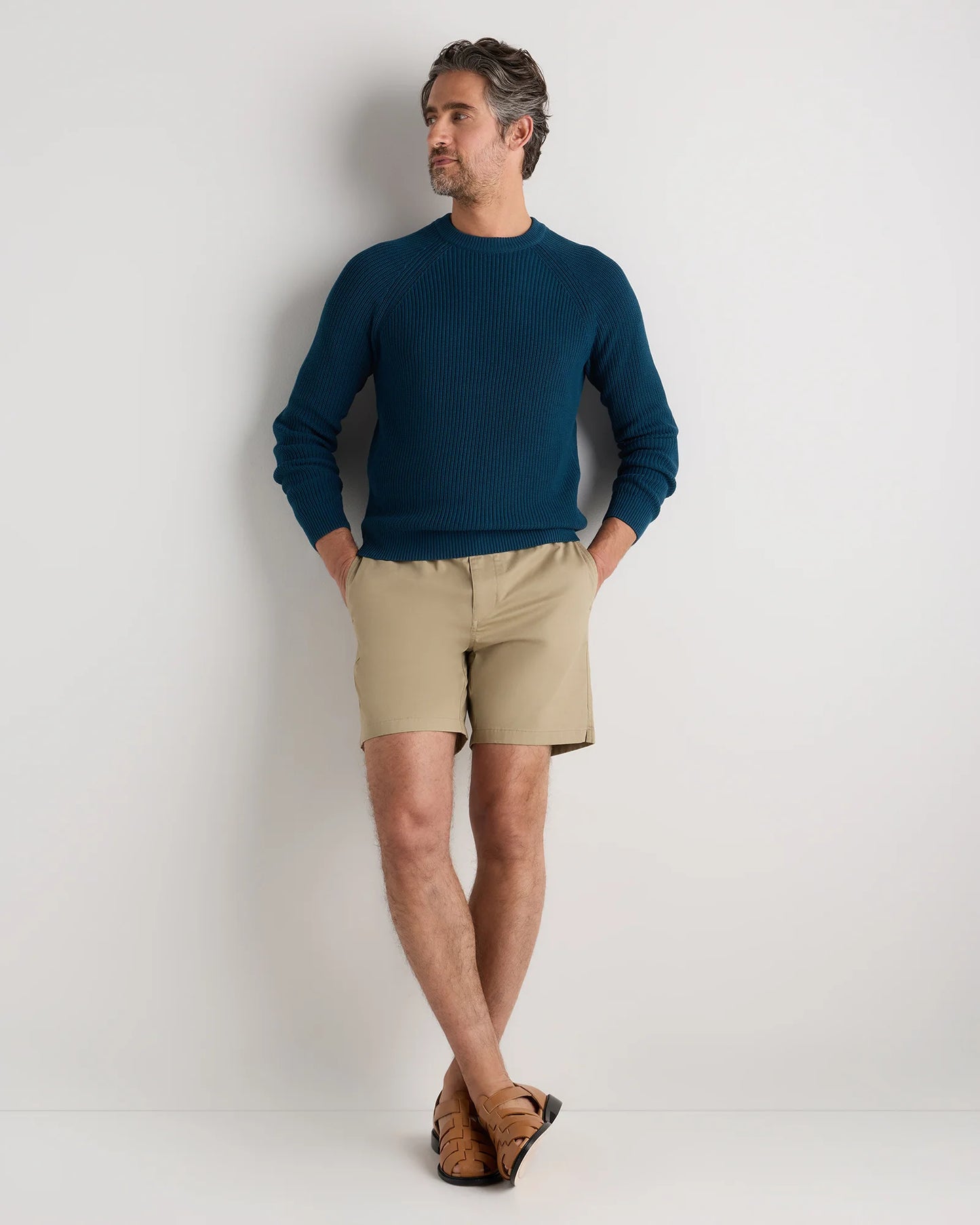 100% Organic Cotton Ribbed Crewneck Sweater - XS / Bahia Blue