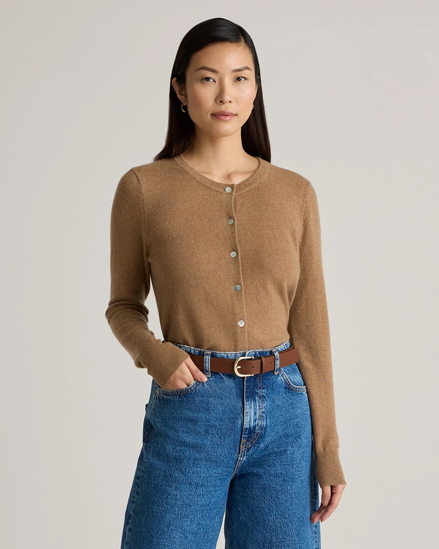 Mongolian Cashmere Cardigan Sweater - XS / Black