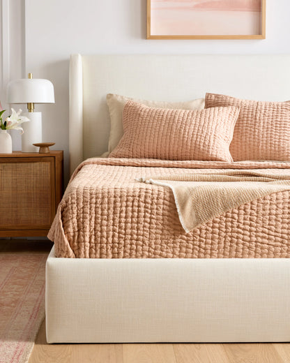 Wingback Bed in Performance Linen Blend - Full / Ivory
