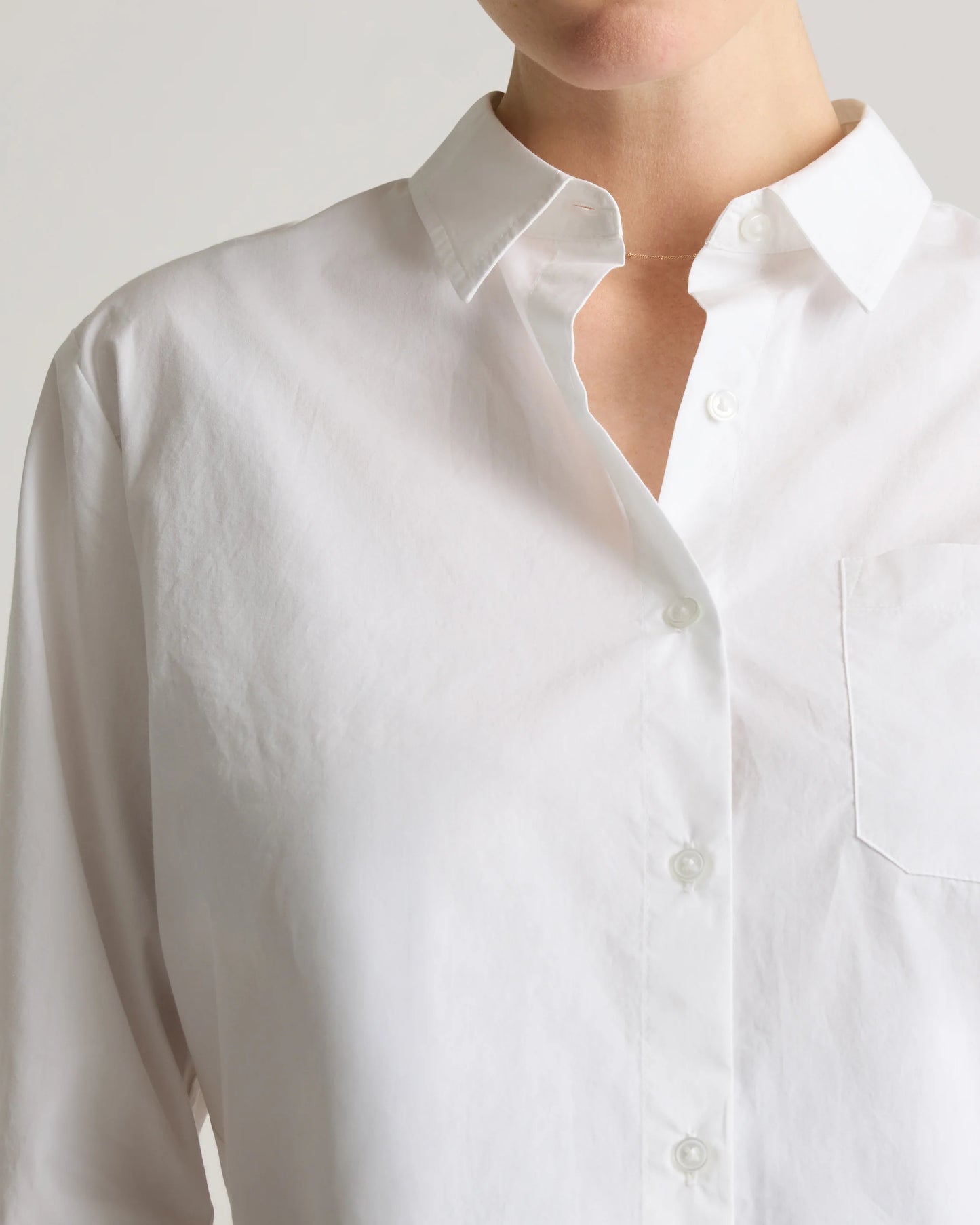 100% Organic Cotton Poplin Maternity Long Sleeve Shirt - XS / Classic White