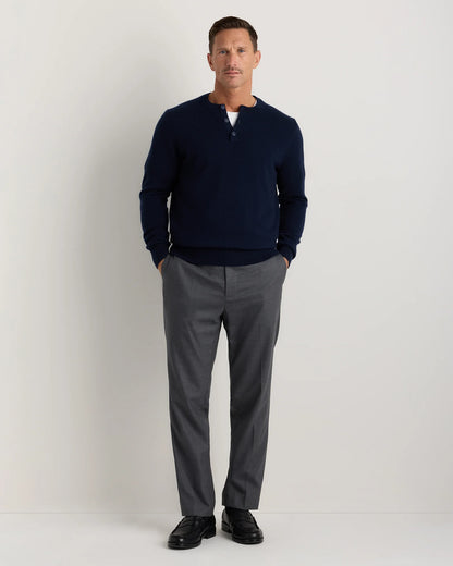 Mongolian Cashmere Henley Sweater - S / Brown