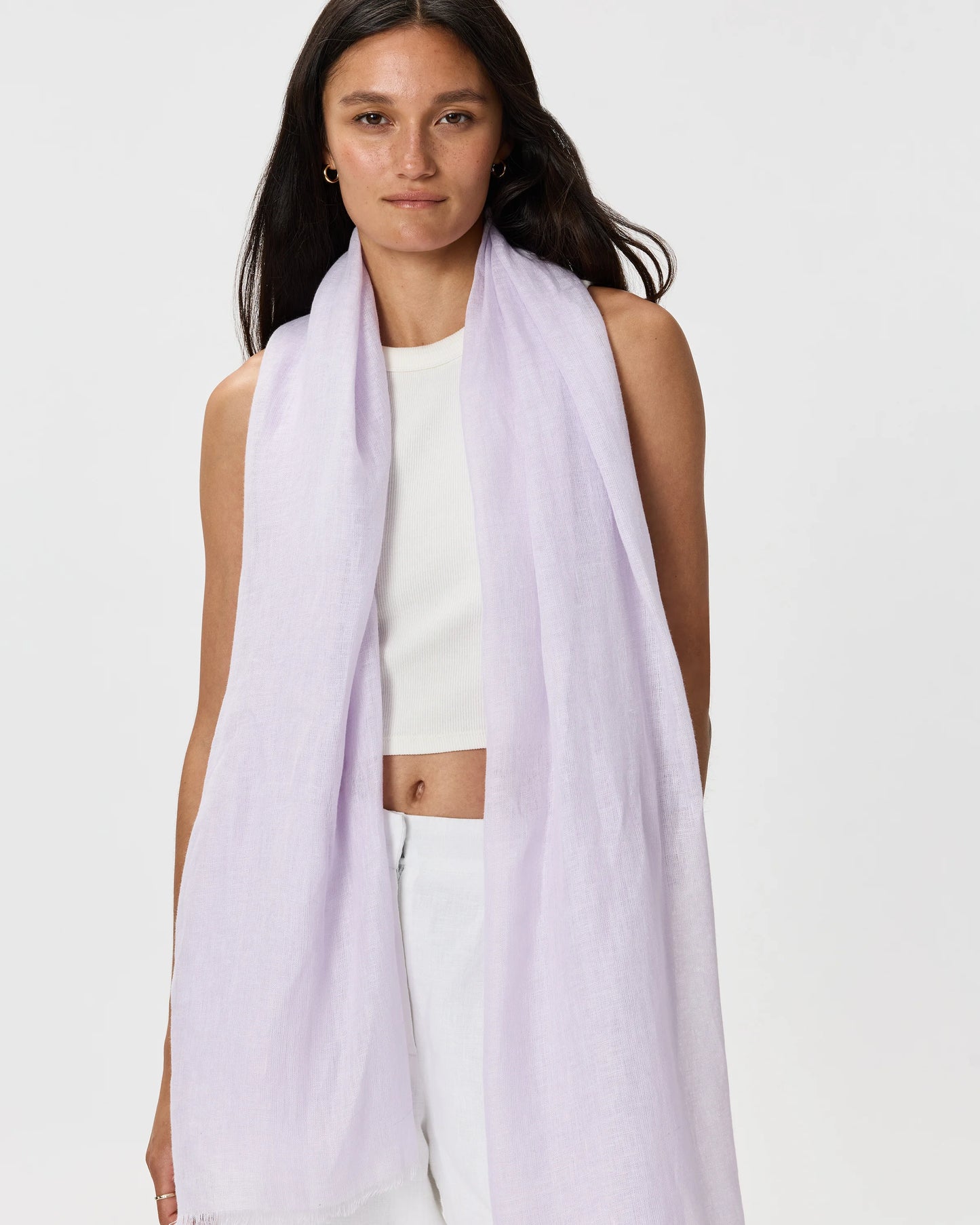 100% European Linen Scarf - One Size / Porcelain Blue