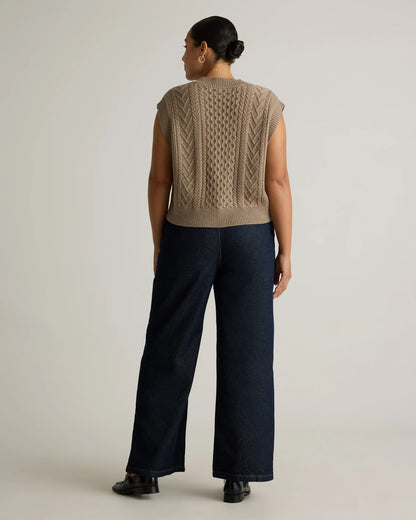 Australian Merino Wool Cable Sweater Vest - XS / Heather Grey