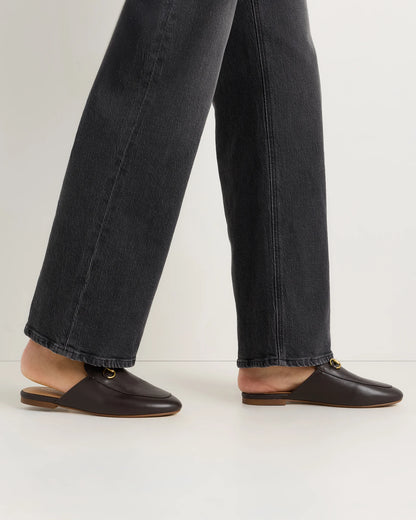 Italian Leather Horsebit Loafer Mule - 5 / Garnet
