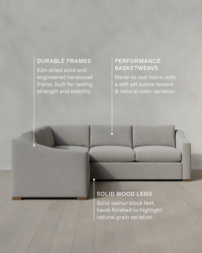 Hollis Slope Arm L Sectional in Performance Basketweave - 110x110 / Flax