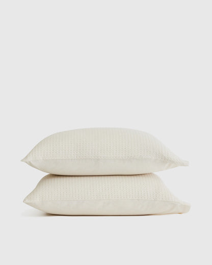 Organic Luxe Honeycomb Sham Set - Standard / Mineral