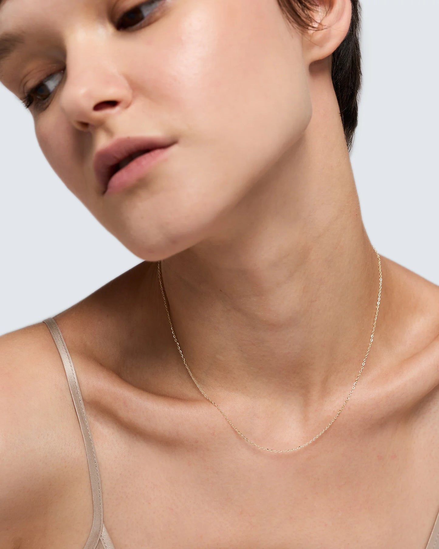 10K Gold Delicate Cable Chain Necklace - 14-16" / Yellow Gold