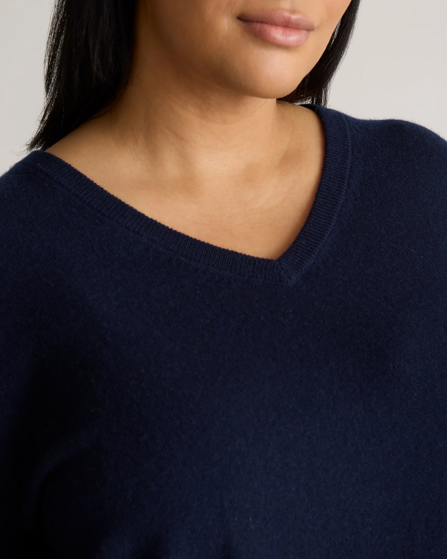 Mongolian Cashmere V-Neck Sweater - 1X / Heather Vintage Pink
