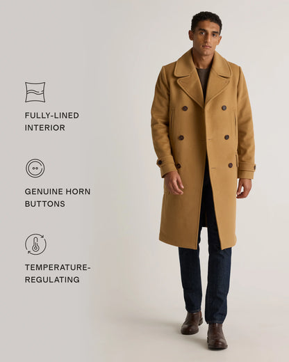 Italian Wool Double-Breasted Officer Topcoat - S / Heather Charcoal