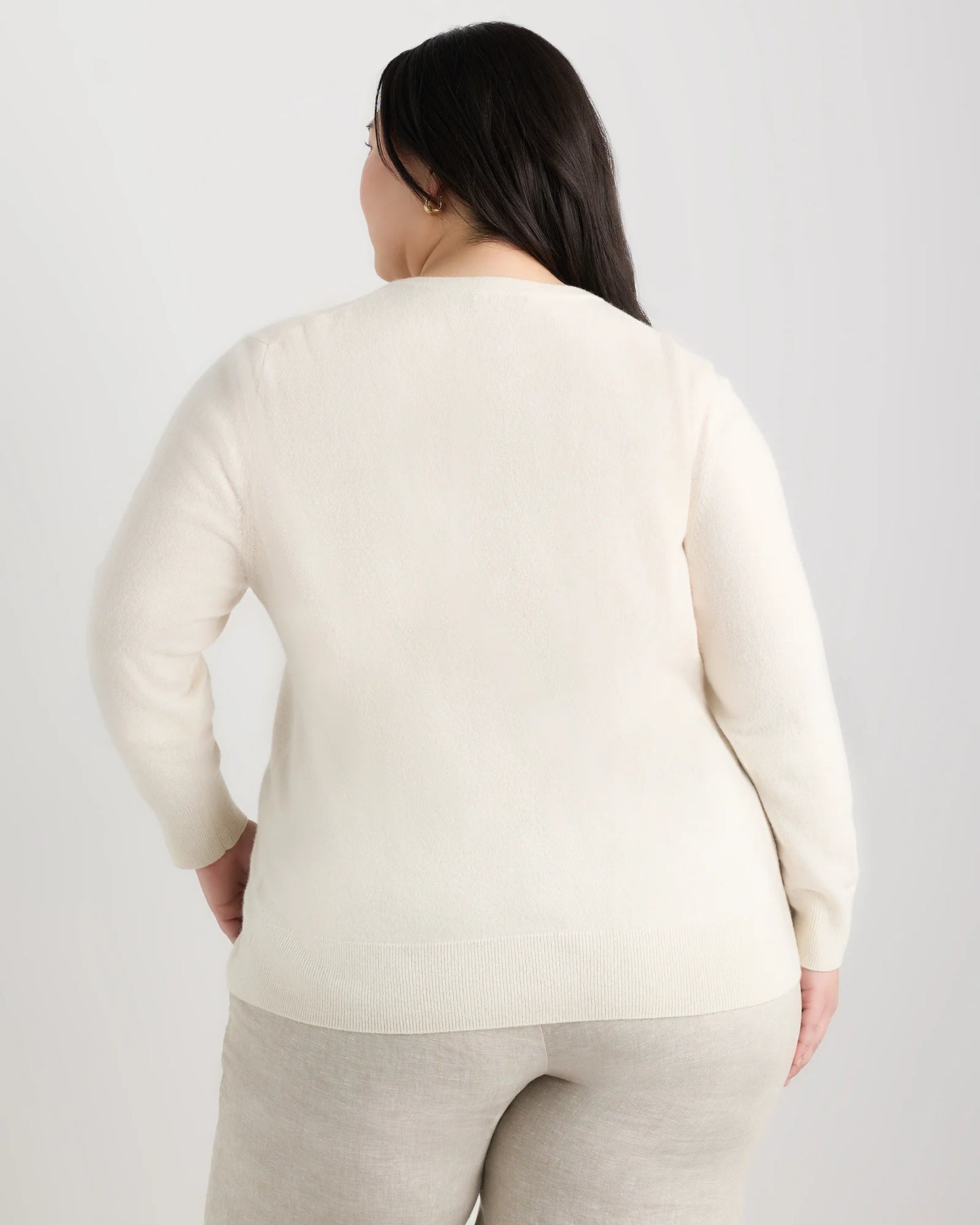 Mongolian Cashmere Cardigan Sweater - 1X / Ivory
