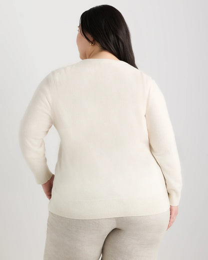 Mongolian Cashmere Cardigan Sweater - 1X / Ivory