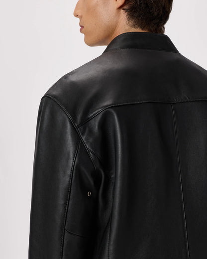 100% Leather Café Racer Jacket - S / Rich Brown