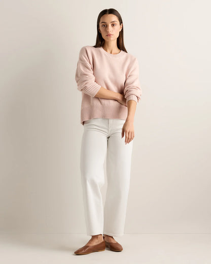 100% Organic Cotton Boyfriend Crew Sweater - XS / Speckled Beige
