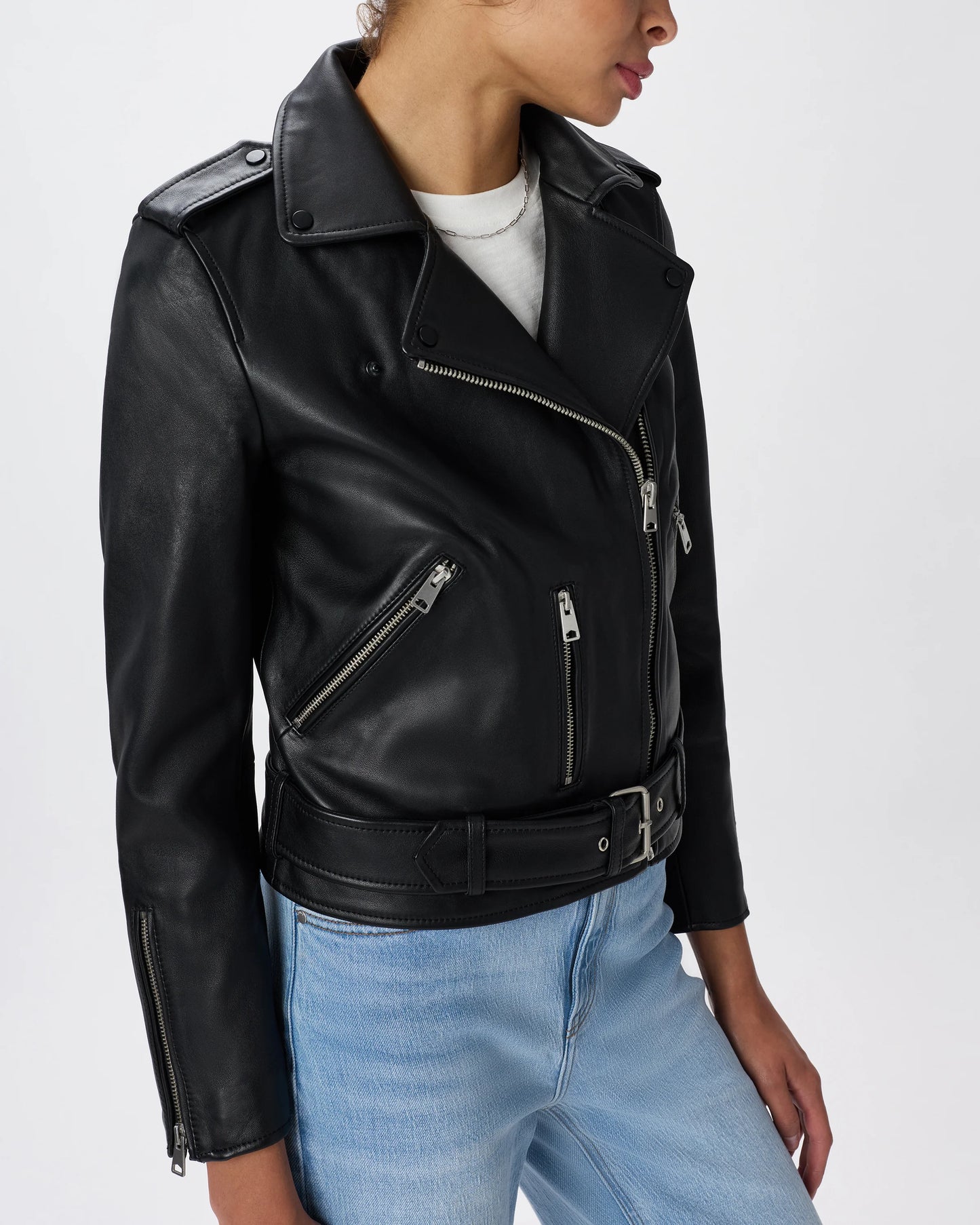 100% Leather Motorcycle Jacket - XS / Cognac