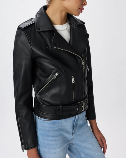 100% Leather Motorcycle Jacket - XS / Cognac