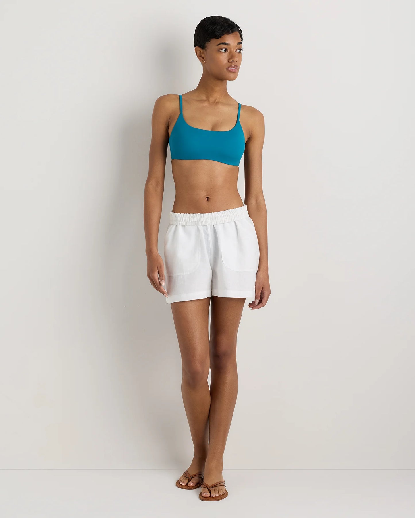 Italian Scoop Neck Bikini Top - XS / Electric Blue Floral