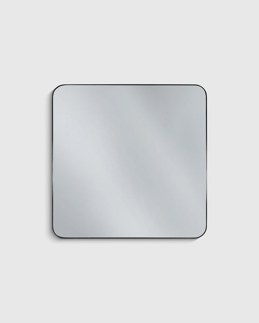 Square Metal Framed Wall Mirror - One Size / Black Metal Frame
