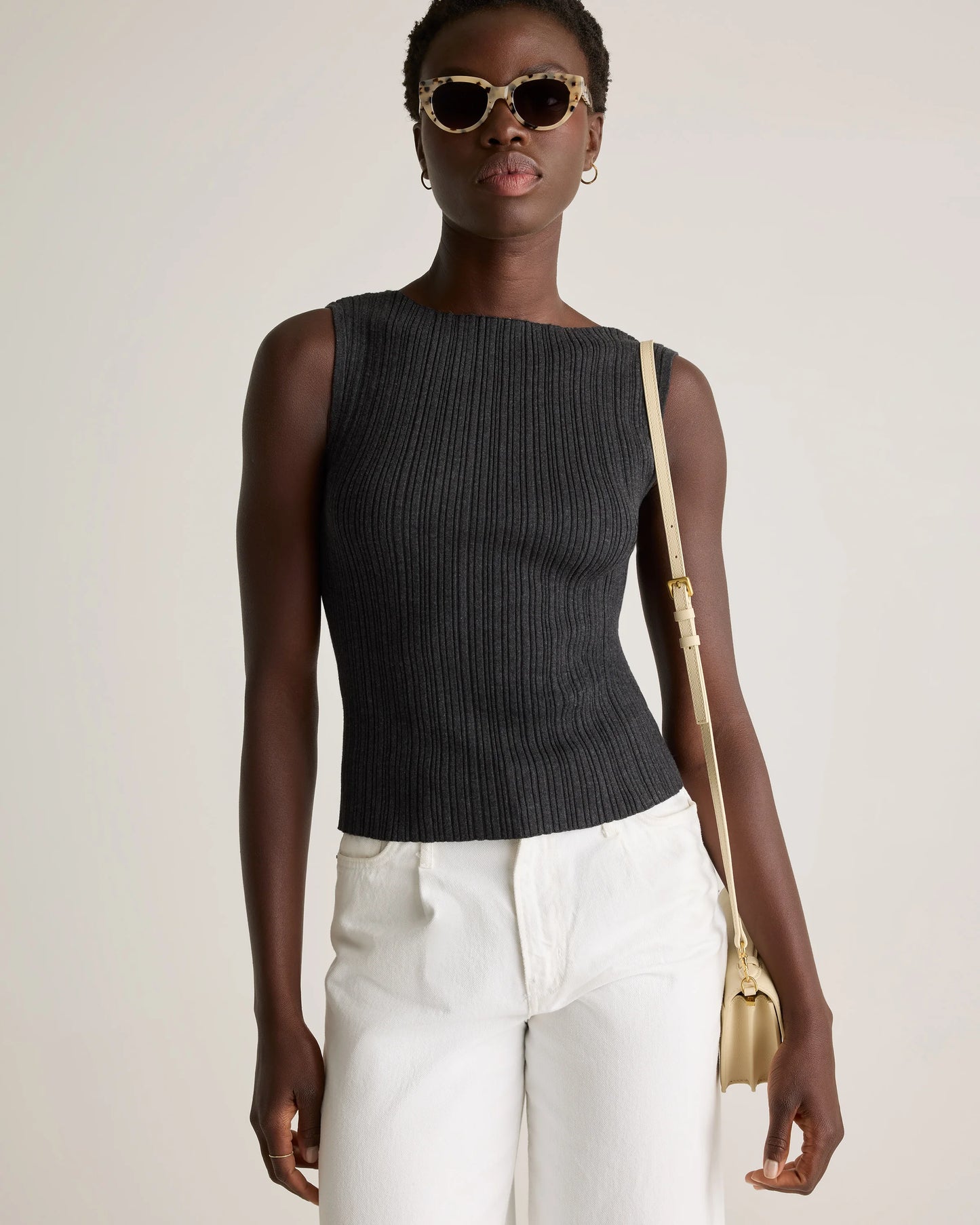 Cotton Cashmere Ribbed Tank - XS / Heather Oatmeal