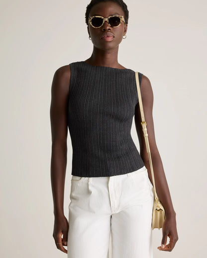 Cotton Cashmere Ribbed Tank - XS / Heather Oatmeal