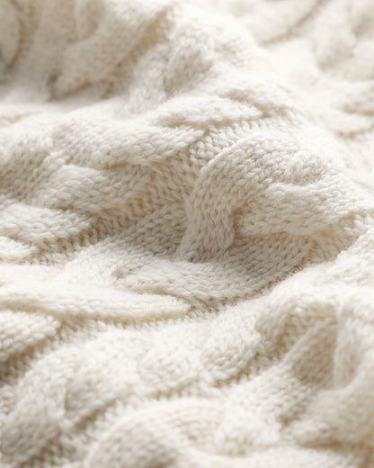 Australian Merino Wool Cable Crewneck Sweater - S / Heather Grey