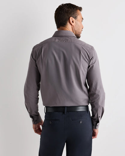 Organic Cotton Stretch Poplin Dress Shirt - S / White/Navy Minigrid