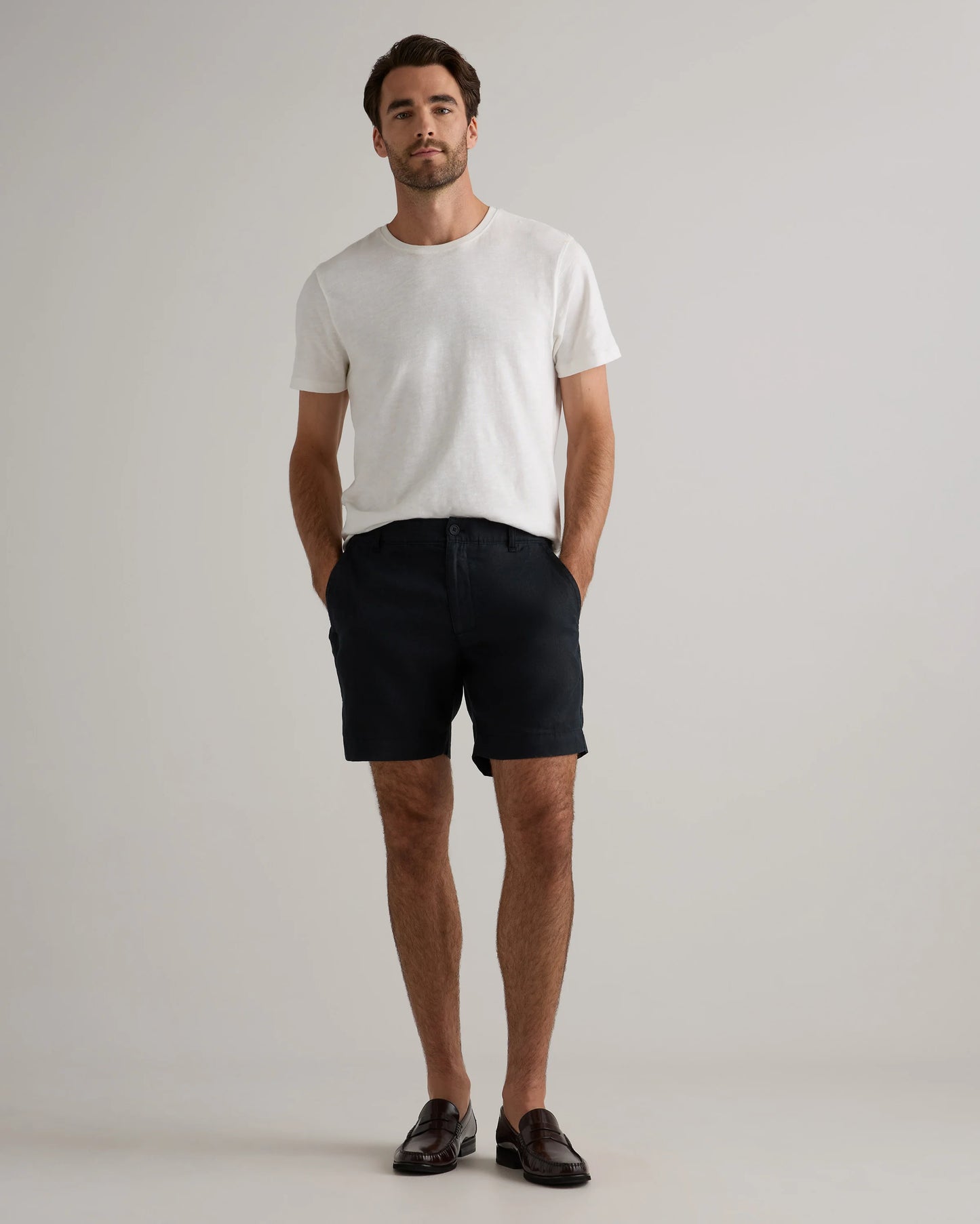 100% European Linen Trouser Shorts - 7" - S / Bayberry Olive