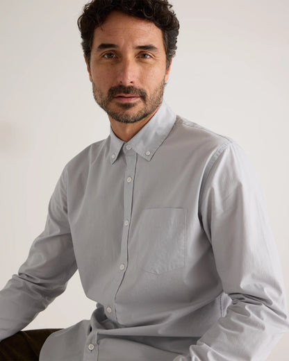 Organic Cotton Stretch Poplin Shirt - S / Grey Gingham