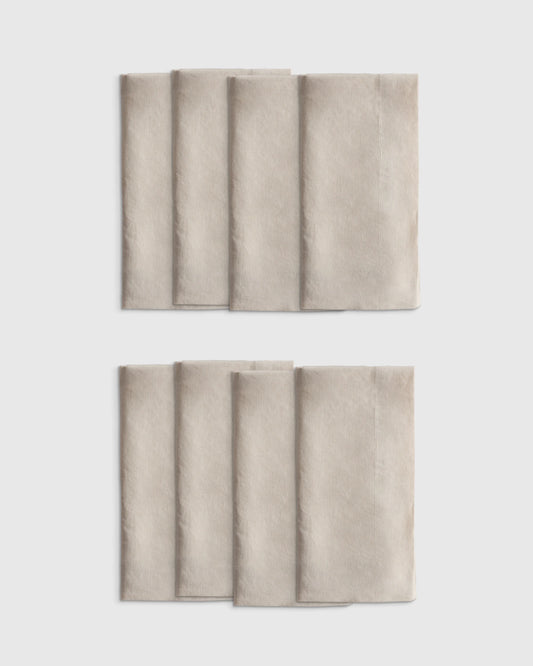 European Linen Wide-Hem Napkins (Set of 8) - One Size / Willowleaf Gingham