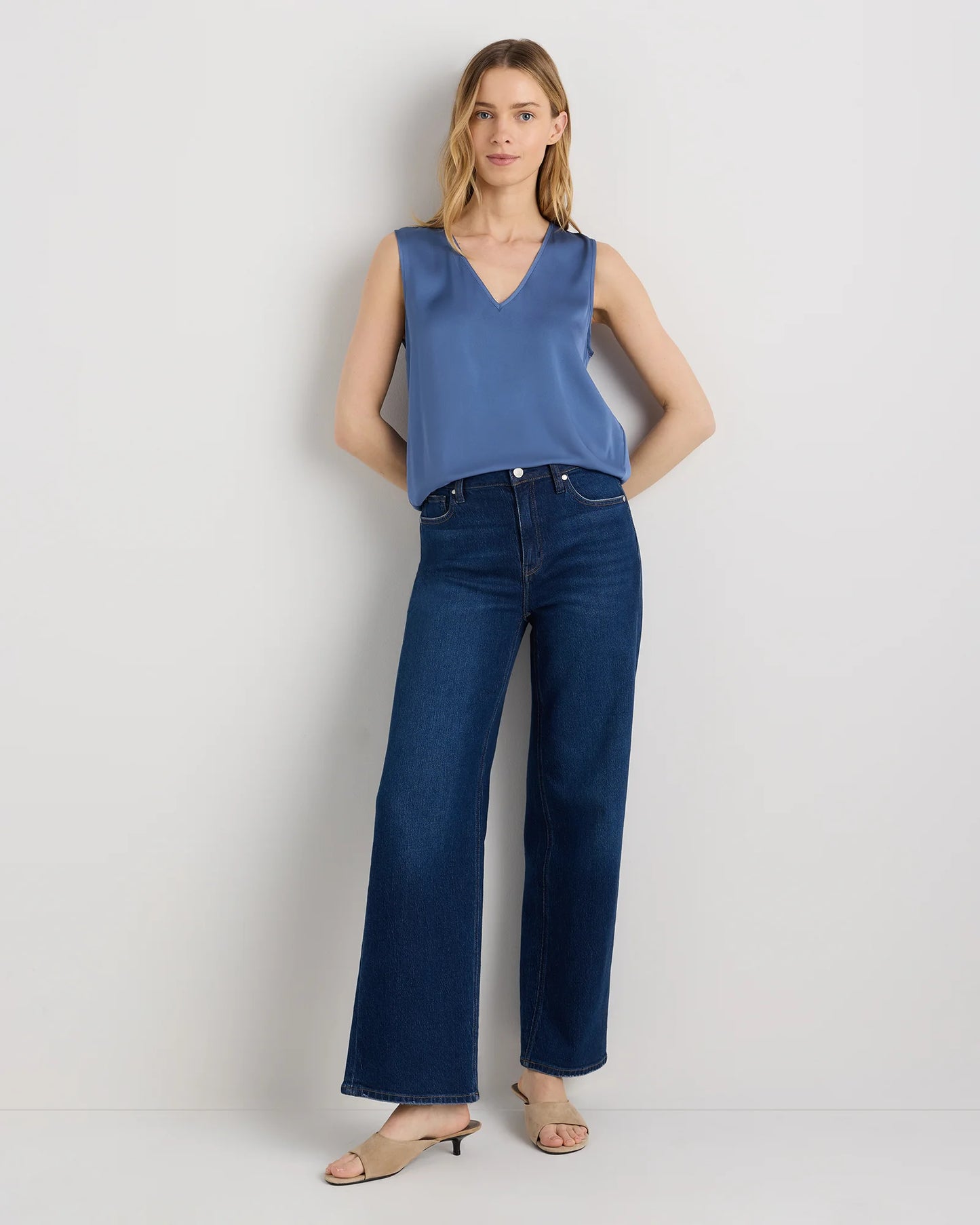 Washable Stretch Silk Tank - XS / Navy