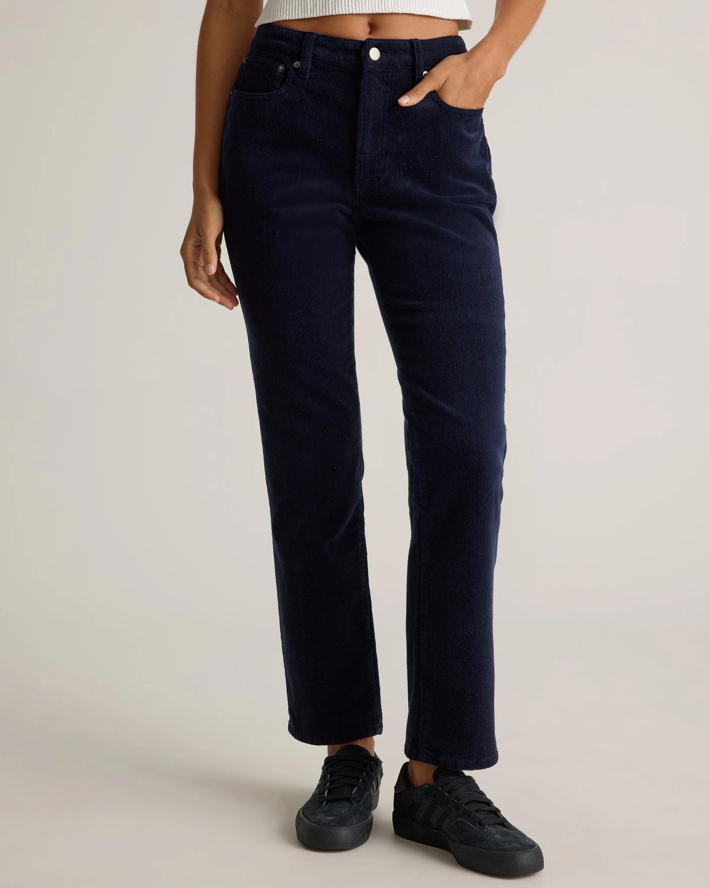 Organic Stretch Corduroy Straight Leg Pants - 0 / Espresso