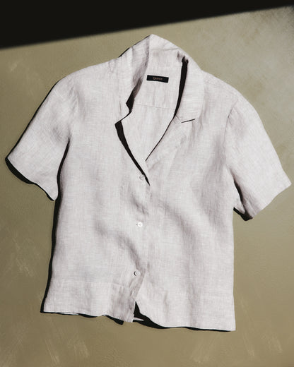 100% European Linen Short Sleeve Shirt - XS / Moonstone Blue