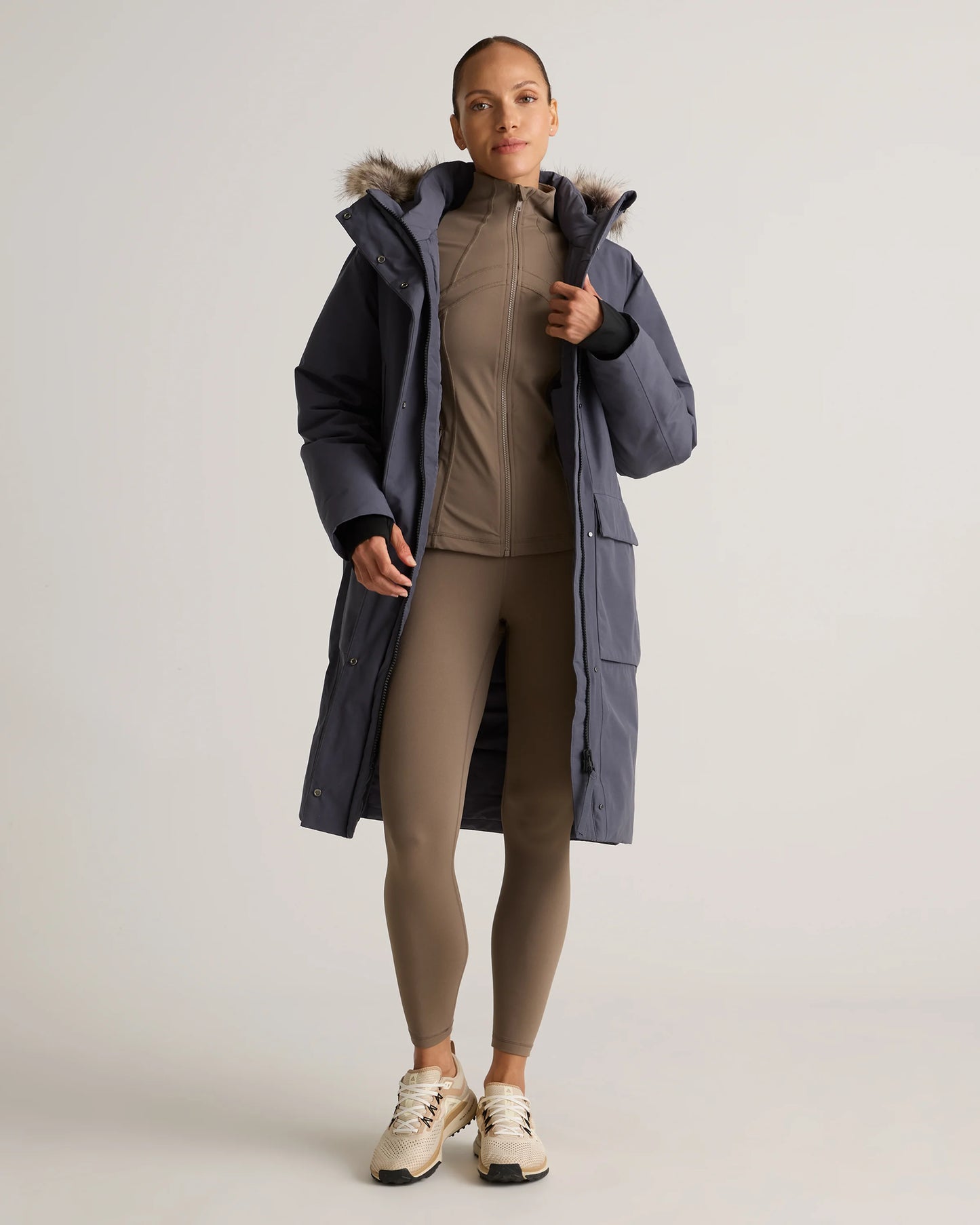 Responsible Down Hooded Long Parka - XS / Storm Blue