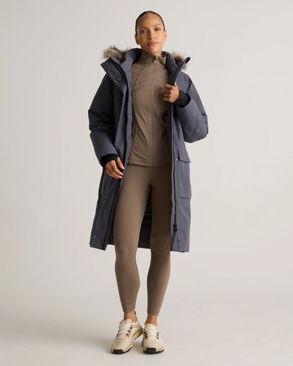 Responsible Down Hooded Long Parka - XS / Storm Blue