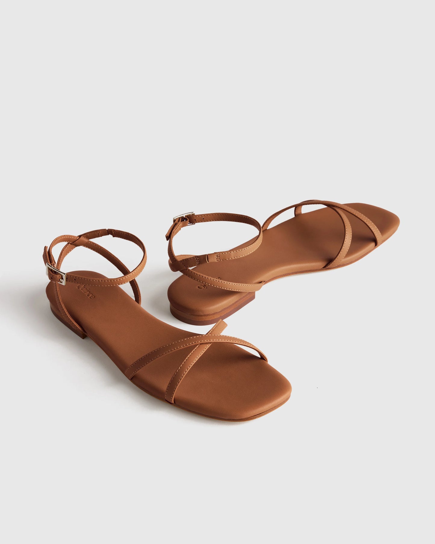 Italian Leather Ankle Strap Sandal - 5 / Cognac