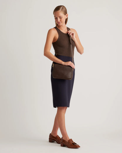 Italian Leather Handwoven Crossbody - One Size / Cognac