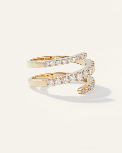 14K Gold Diamond Spiral Ring - 5 / Yellow Gold