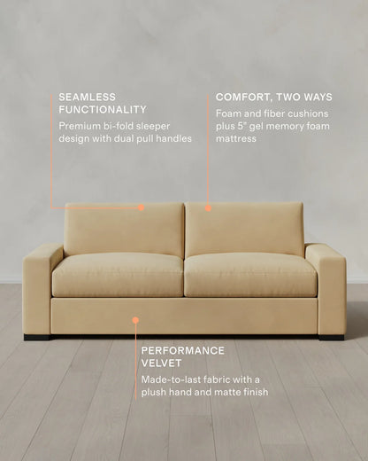 Stillman Sleeper Sofa in Performance Velvet - Queen / Java