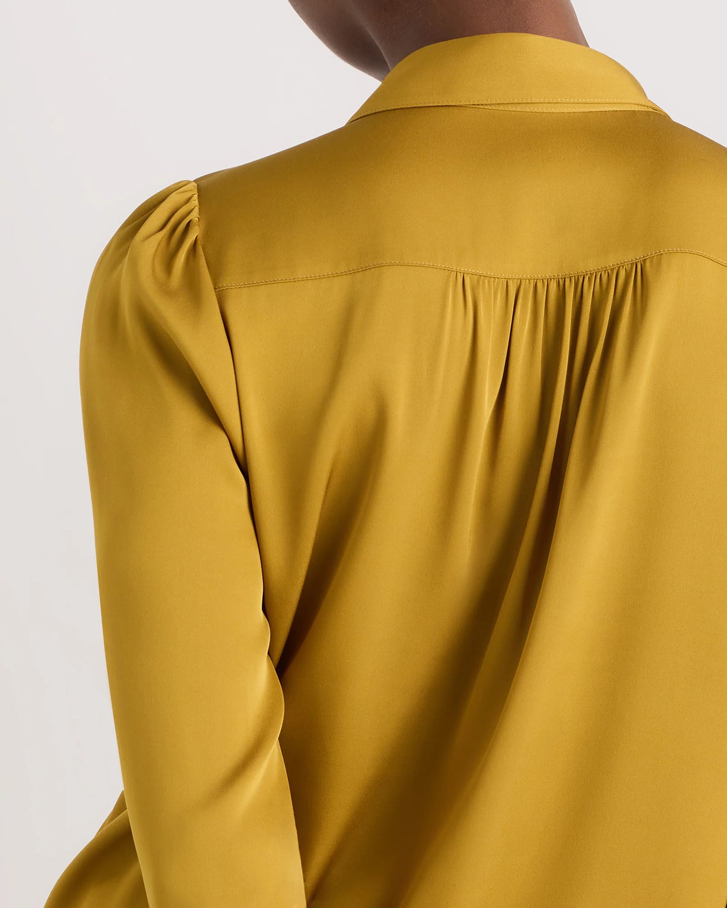 Washable Stretch Silk Split Neck Blouse - XS / Forest Green