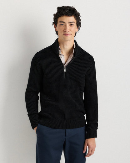 Australian Merino Wool Half Zip Sweater - S / Heather Bone
