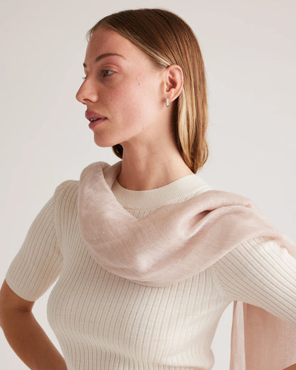 Lightweight Linen Silk Cashmere Scarf - One Size / Ivory